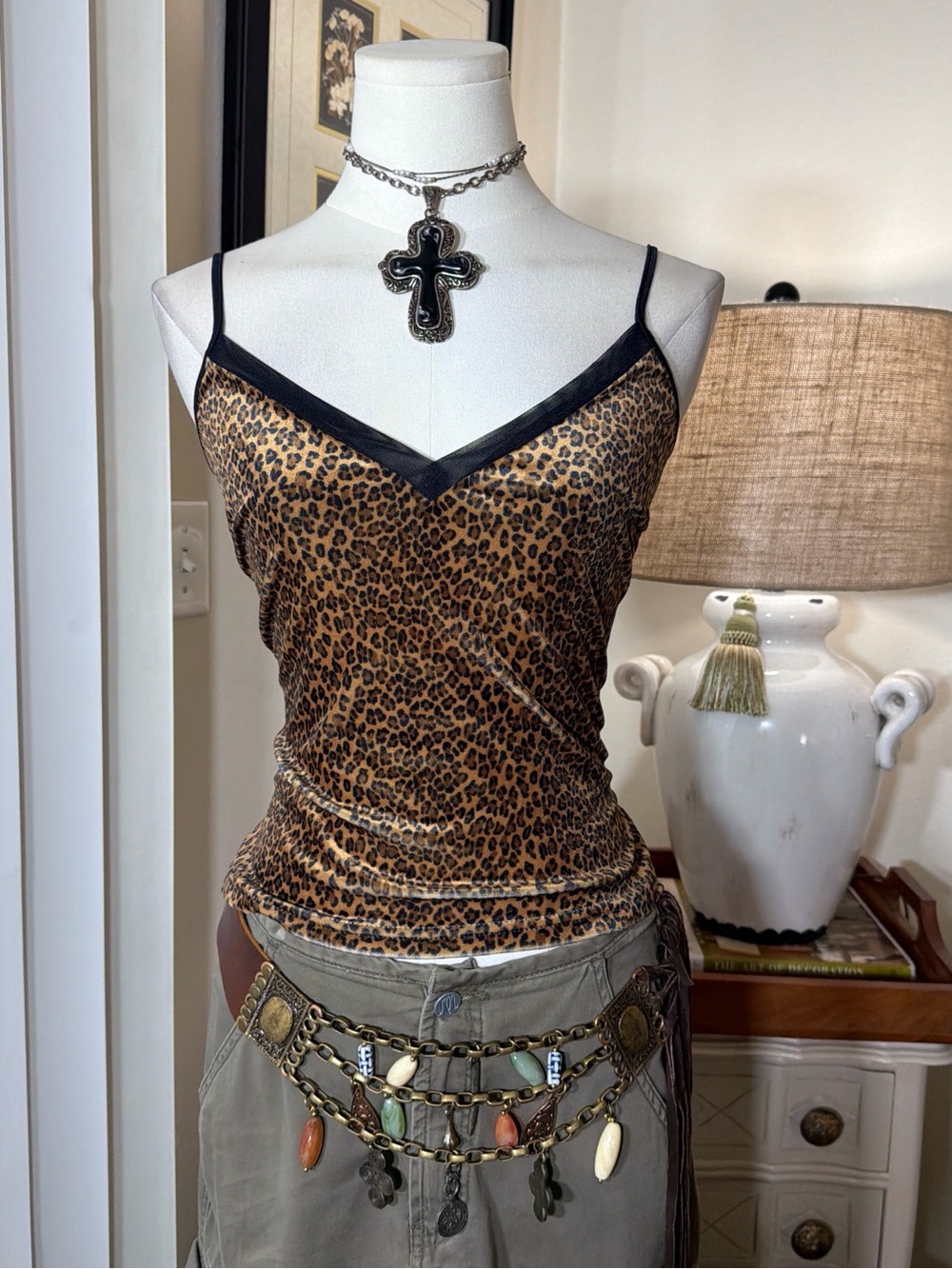 Express Leopard Print Velvety Grunge Cami Tank Top